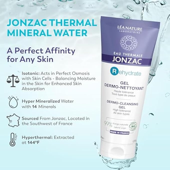 JONZAC EAU THERMALE ,  ORGANIC WOMEN FACE WASH  REHYDRATE FACIAL CLEANSING GEL  THERMAL WATER ACTIVE COMPONENT  SENSITIVE SKIN FACE WASH AND MAKE UP REMOVER  FACE CARE 9975 NATURAL, 200 ML - Image 4